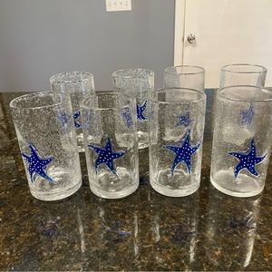 Set of 8 summer starfish glasses